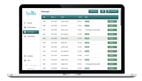 Rechnungen Praxissoftware Psychotherapie Tymia