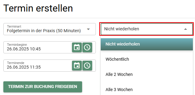 Serientermine in der Praxissoftware Tymia anlegen