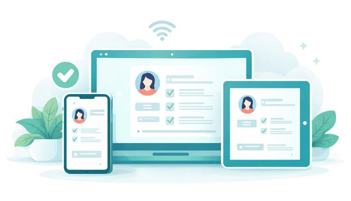 Tymia auf Mobilgeräten und Tablets