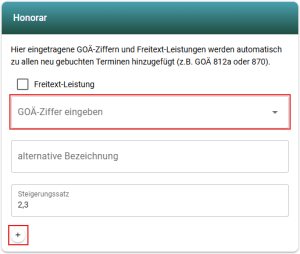 GOÄ-Ziffer in Patientenakte hinzufügen Psychotherapie